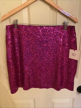 Autres Filles Fuchsia Sequin Stretch Mini Skirt M NWT